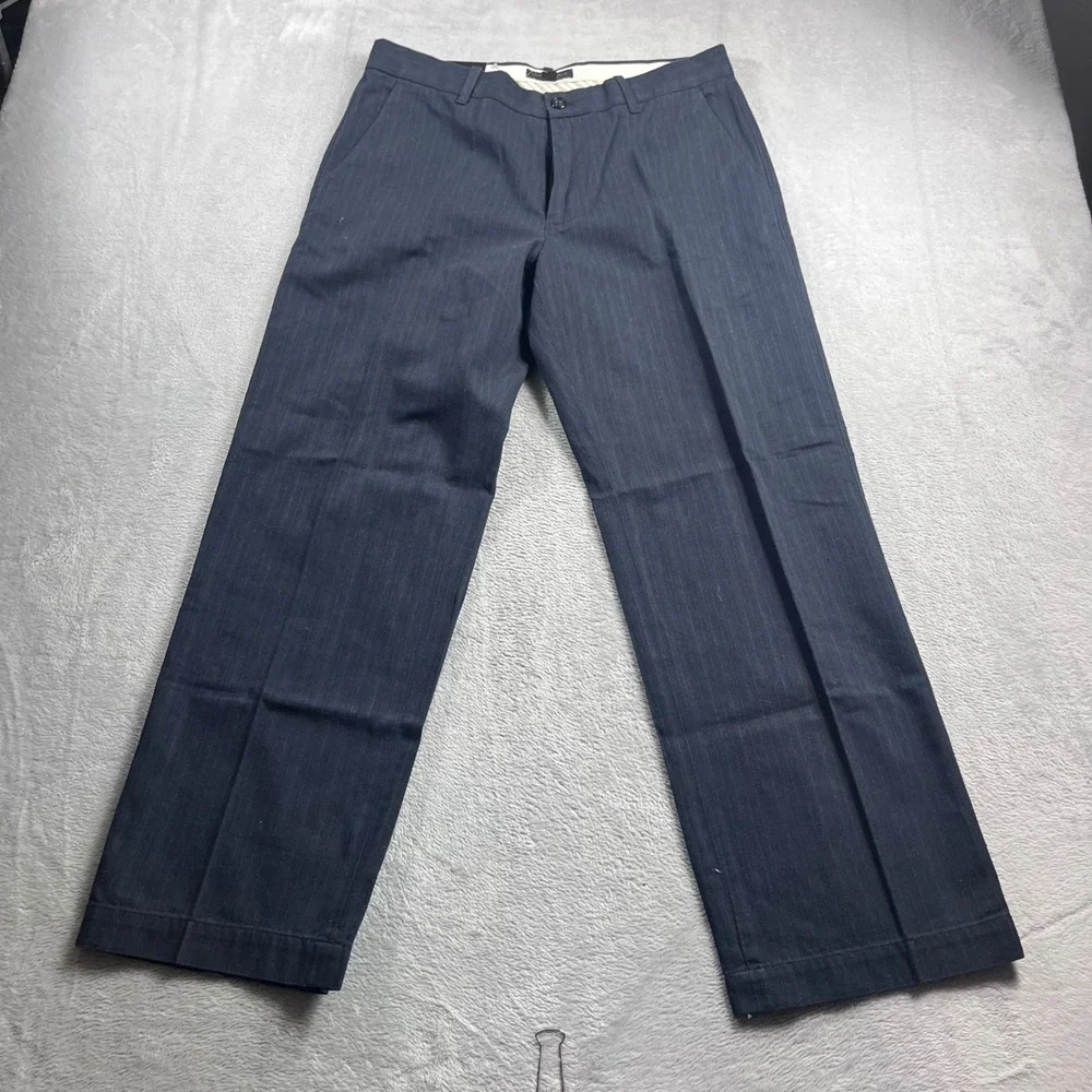 Banana Republic‎ Mens Relaxed Fit Pinstripe Chino Pants Navy Blue 33x30 NEW